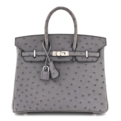 Ostrich Birkin 25 Gris Agate