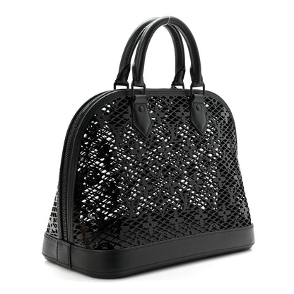 Patent Calfskin Laced Monogram Alma PM Black