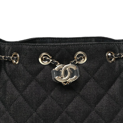 Denim Quilted Mini Chanel 25 Handbag Dark Blue