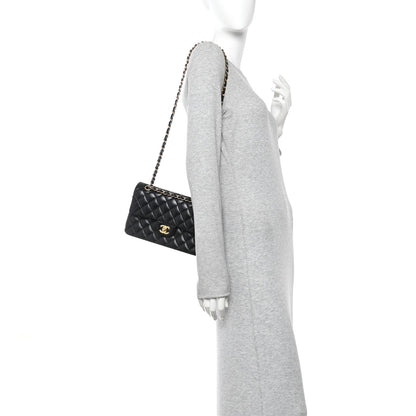 Lambskin Quilted Small Double Flap Black