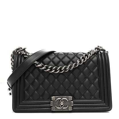 Calfskin Quilted Medium Boy Flap Black