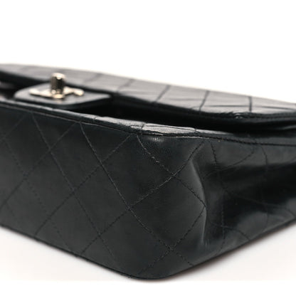 Lambskin Quilted Medium Double Flap Black