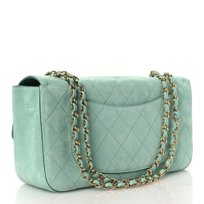 Suede Calfskin Small Souplissimo Maxi Flap Green