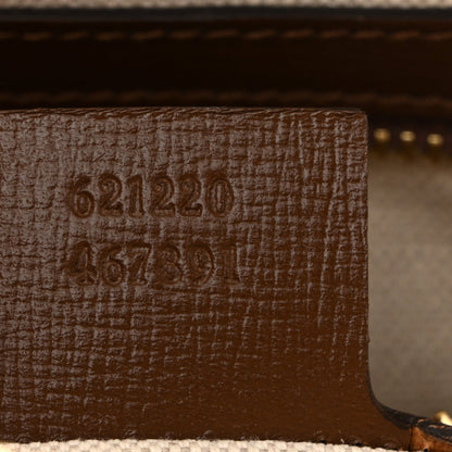 GG Supreme Monogram Azalea Calfskin Small Horsebit 1955 Top Handle Bag Beige Ebony Brown Sugar