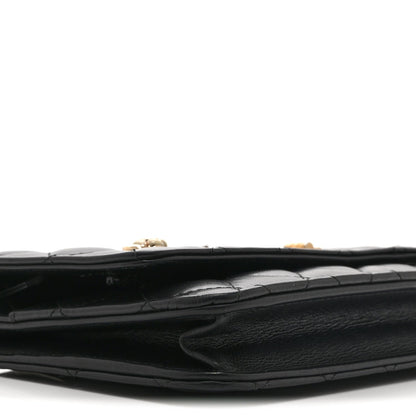 Aged Calfskin Quilted Lucky Charms 2.55 Reissue Wallet On Chain WOC Black