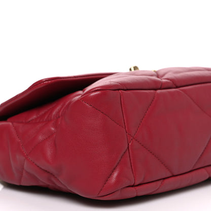 Lambskin Quilted Large Chanel 19 Flap Red