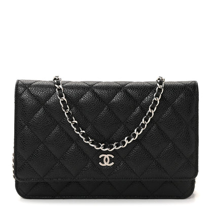 Caviar Quilted Wallet on Chain WOC Black