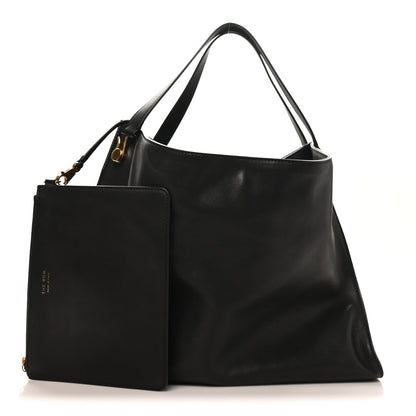 Polished Saddle Calfskin Alexia Bag Black