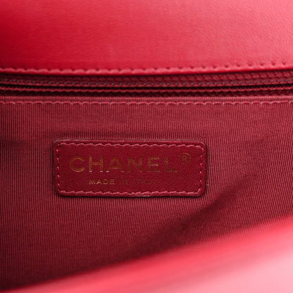 Lambskin Quilted New Medium Boy Flap Dark Red
