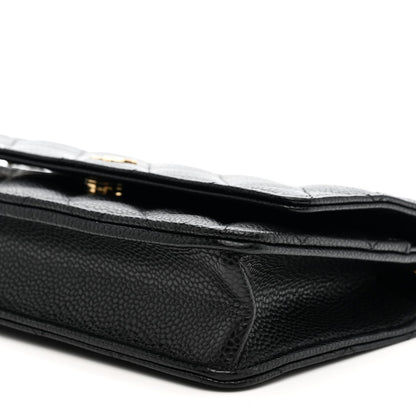 Caviar Quilted Wallet on Chain WOC Black
