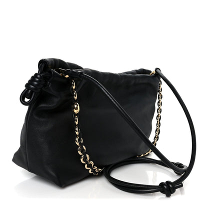 Mellow Nappa Medium Donut Chain Flamenco Knot Clutch Black