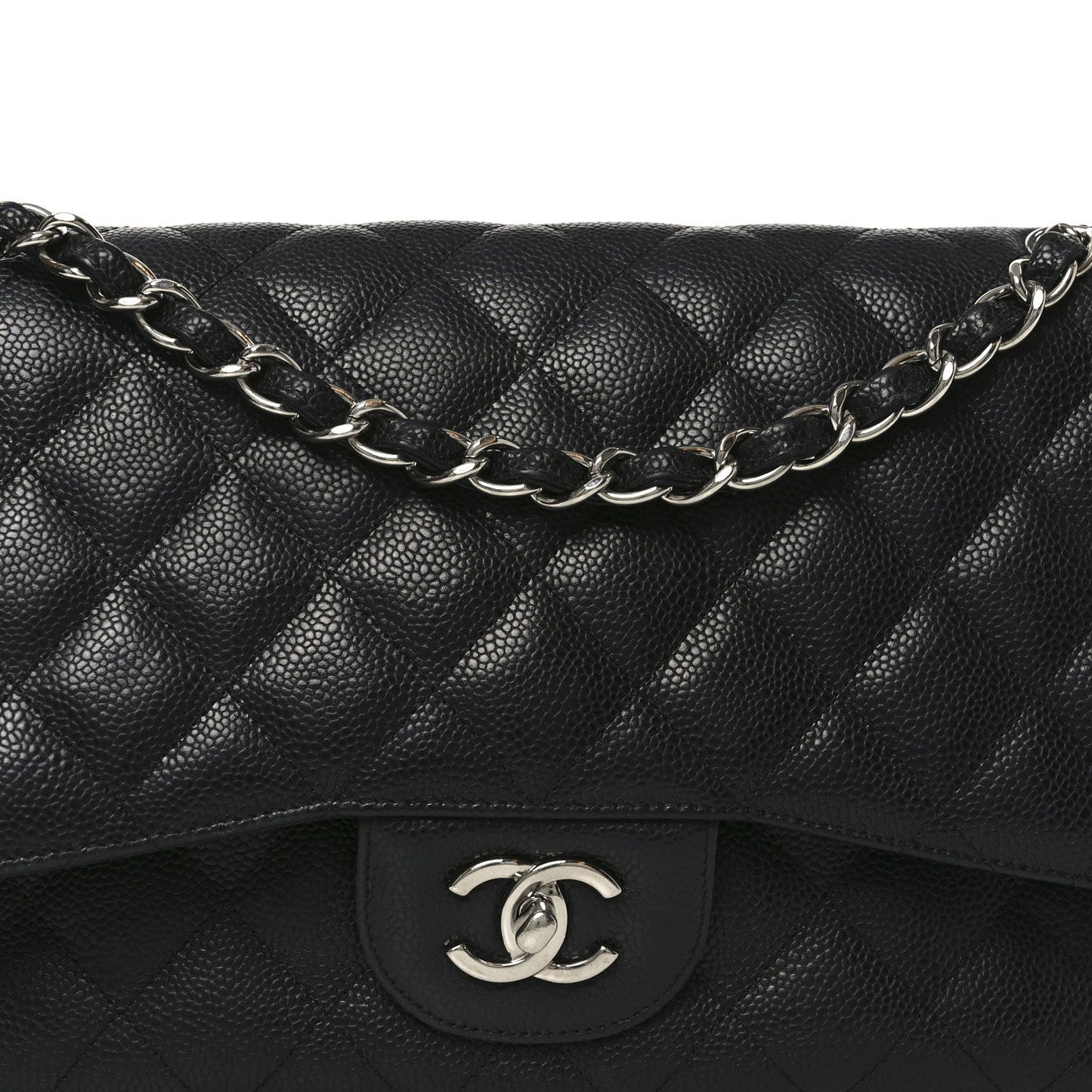 Caviar Quilted Jumbo Double Flap Black