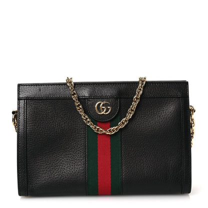Calfskin GG Web Small Ophidia Chain Shoulder Bag Black