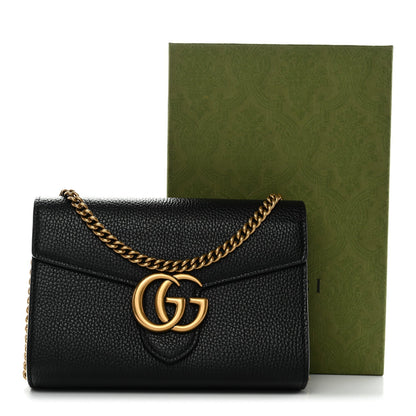 Calfskin GG Marmont Chain Wallet Black