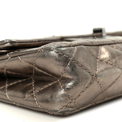 Aged Calfskin Quilted 2.55 Reissue Mini Flap Dark Silver