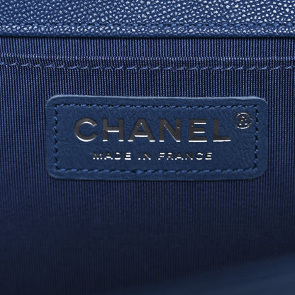 Caviar Quilted Medium Boy Flap Dark Blue