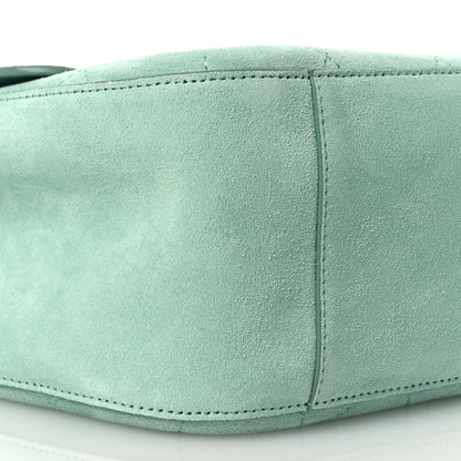 Suede Calfskin Small Souplissimo Maxi Flap Green