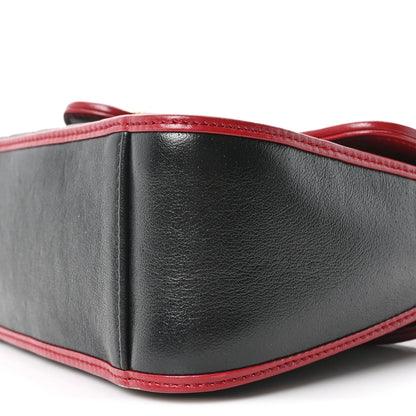 Vintage Effect Calfskin Matelasse Diagonal Mini Torchon GG Marmont Top Handle Shoulder Bag Black Romantic Cherry