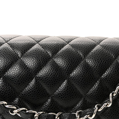 Caviar Quilted Medium Double Flap Black