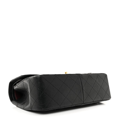 Caviar Quilted Jumbo Double Flap Black