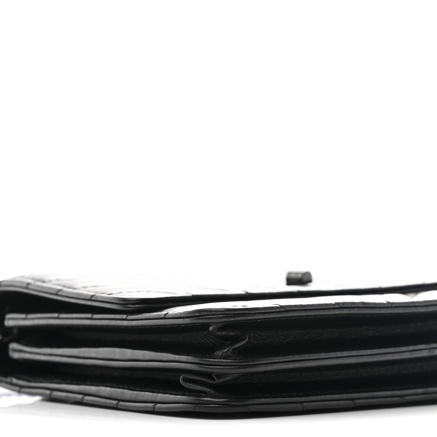 Aged Calfskin Chevron Quilted Reissue 2.55 Square Wallet On Chain WOC So Black