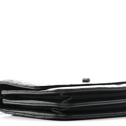 Aged Calfskin Chevron Quilted Reissue 2.55 Square Wallet On Chain WOC So Black