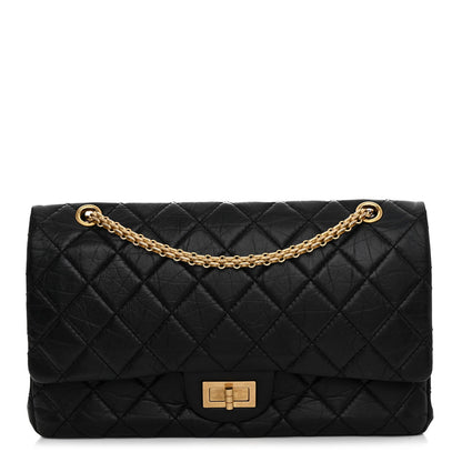 Aged Calfskin Quilted 2.55 Reissue 227 Flap Black