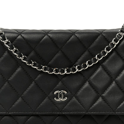 Lambskin Quilted Wallet On Chain WOC Black