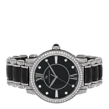 Stainless Steel Ceramic Diamond Bezel 38mm Classic Quartz Watch Black
