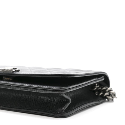 Caviar Quilted Boy Wallet On Chain WOC Black