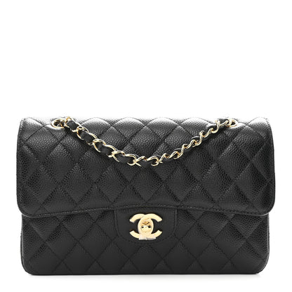 Caviar Quilted Small Double Flap Black