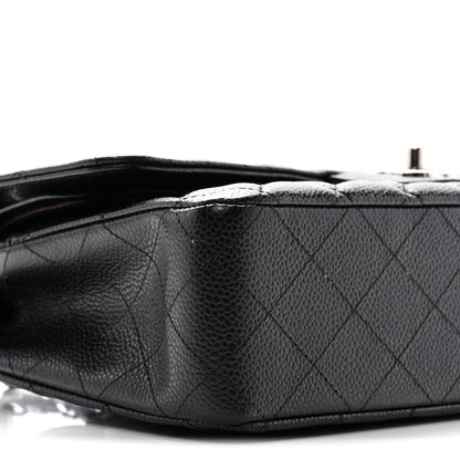 Caviar Quilted Medium Double Flap Black