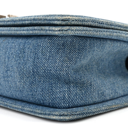 Denim Quilted Medium Boy Flap Blue