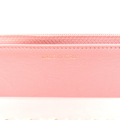 Lambskin Chevron Quilted Trendy CC Wallet On Chain WOC Pink