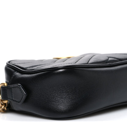 Calfskin Matelasse Mini GG Marmont Chain Shoulder Bag Black