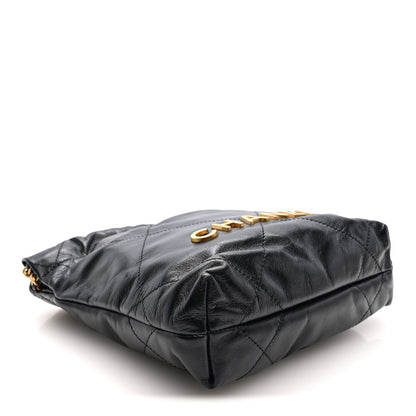 Shiny Calfskin Quilted Mini Chanel 22 Black