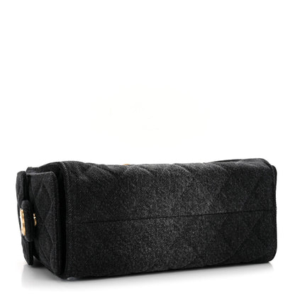Washed Denim Quilted Mini Chanel 25 Handbag Black