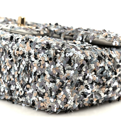 Sequin Mini Flap Gray Black White Pearly White
