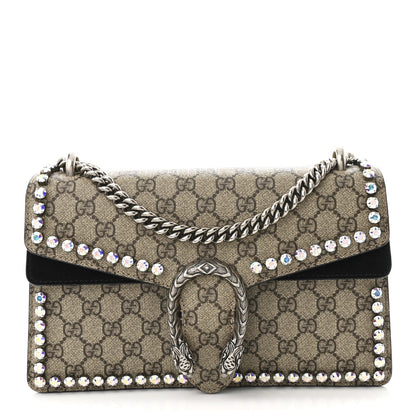 GG Supreme Monogram Crystal Small Dionysus Shoulder Bag Black