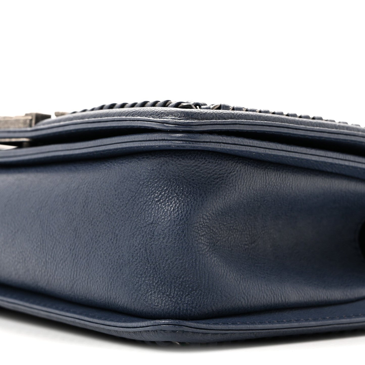 Lambskin Quilted Medium Top Handle Boy Flap Blue