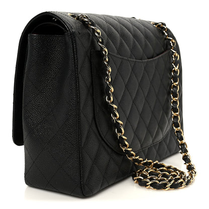 Caviar Quilted Maxi Double Flap Black