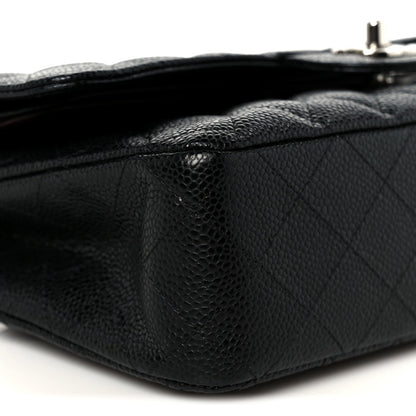 Caviar Quilted Medium Double Flap Black