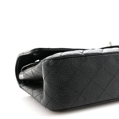 Caviar Quilted Medium Double Flap Black
