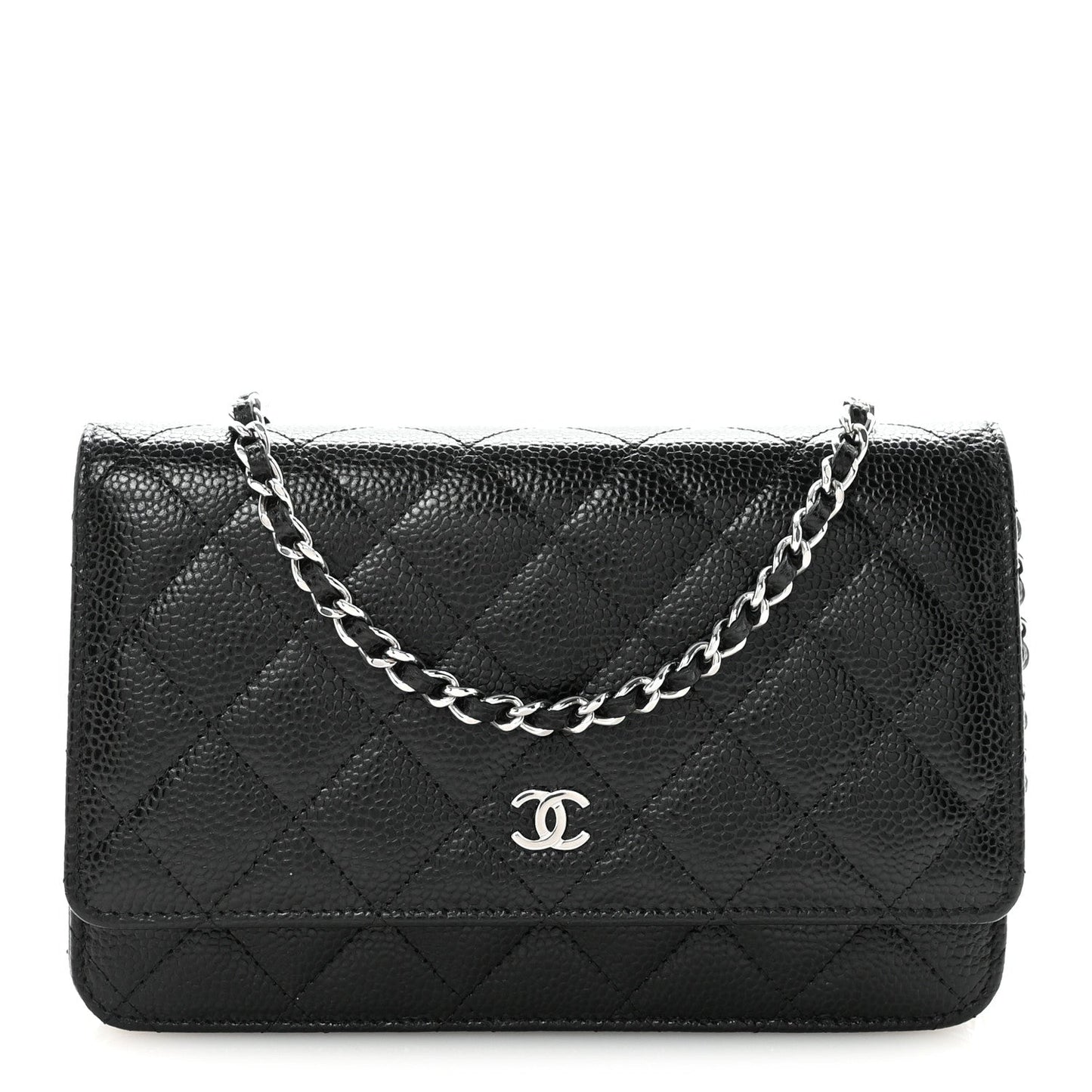 Caviar Quilted Wallet on Chain WOC Black