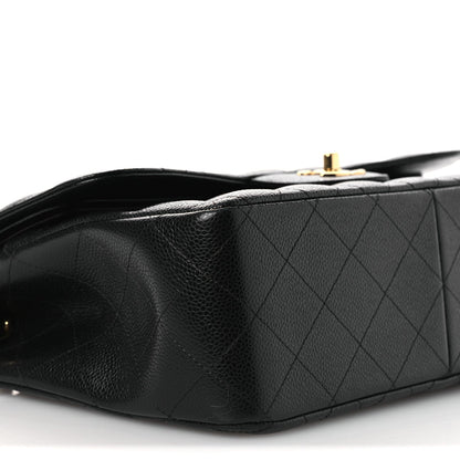 Caviar Quilted Jumbo Double Flap Black