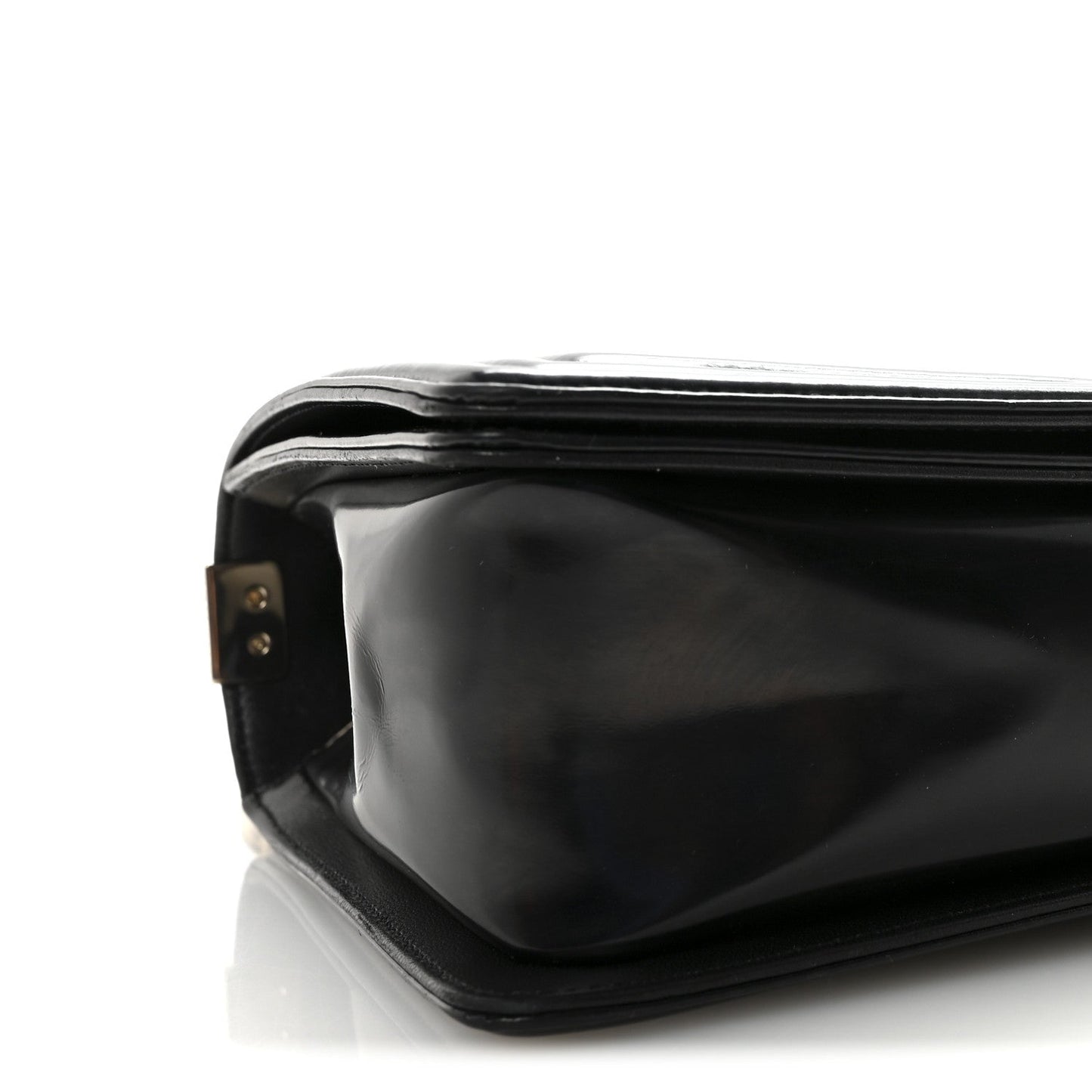 Iridescent Glazed Calfskin Quilted New Medium Boy Flap Black