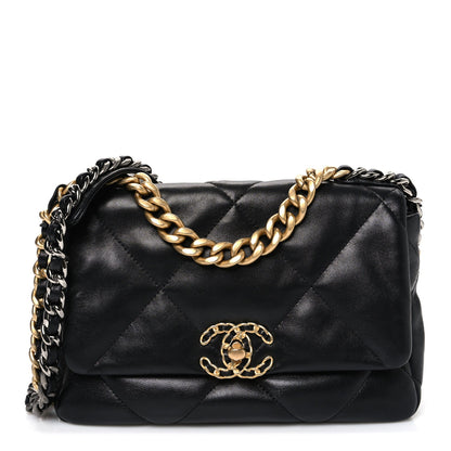 Lambskin Quilted Medium Chanel 19 Flap Black