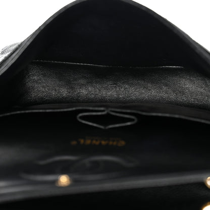 Caviar Quilted Medium Double Flap Black
