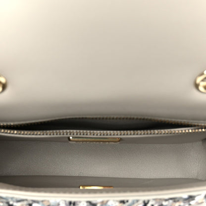 Sequin Mini Flap Gray Black White Pearly White