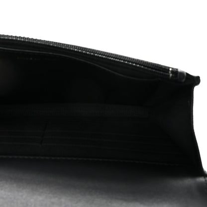 Caviar Quilted Pocket Clutch With Chain WOC Black